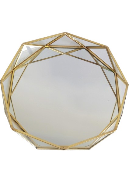 Parfüm Tepsi Aynası Vanity Tepsi Dekoratif Ev Banyo Masa Tealight Tutucu L 24.5X24.5X4.5CM