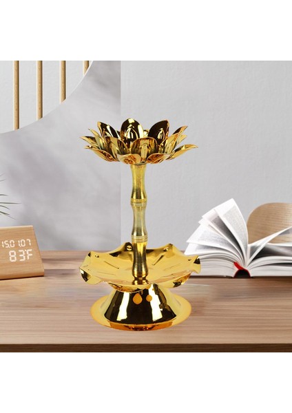 Alaşım Lotus Oyma Mum Tutucu Stant Tereyağı Lambası Tutucu Şamdan Dekor 6.6X11.0CM