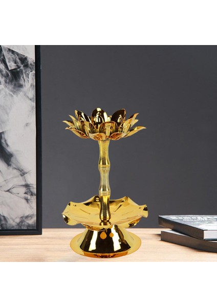 Alaşım Lotus Oyma Mum Tutucu Stant Tereyağı Lambası Tutucu Şamdan Dekor 6.6X11.0CM