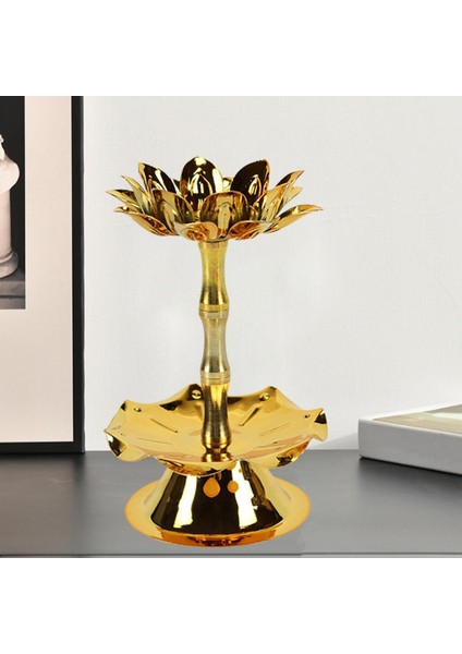 Alaşım Lotus Oyma Mum Tutucu Stant Tereyağı Lambası Tutucu Şamdan Dekor 6.6X11.0CM