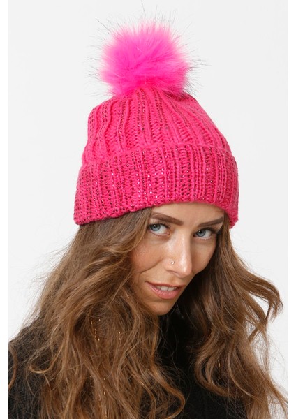 Taşlı Katlamalı Örgülü Bere Ponponlu Kadın Kışlık Renkli Örgü Şapka fiyatları