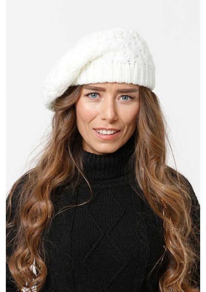 Ressam Model Örgülü Triko Kışlık Kadın Renkli Bere Örgülü Ressam Şapka