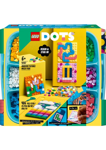 ® DOTS Yapıştırılabilir Kare Parçalar Mega Paket 41957 - 6 Yaş ve Üzeri Çocukların Tasarımlarını Paylaşması için Kişiselleştirilebilir Kanvas Yapım Seti (486 Parça)