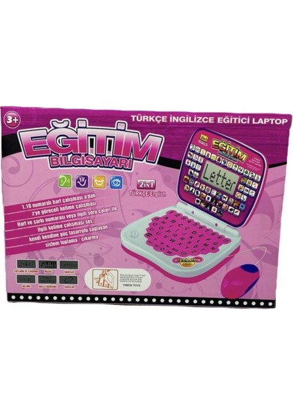 Gemril Eğitici Laptop 100 Fonksiyon Ingilizce ve Türkçe Bilgisayar Pembe