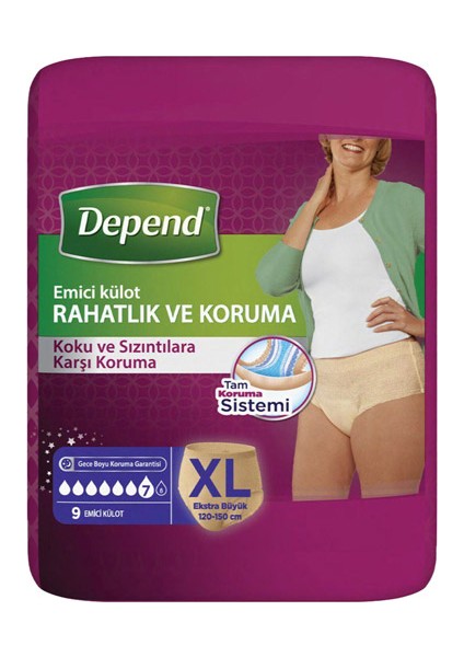 Kadın Emici Külot Xl 50-54 Beden 9LU 2 Pkt 20AD 120-150CM