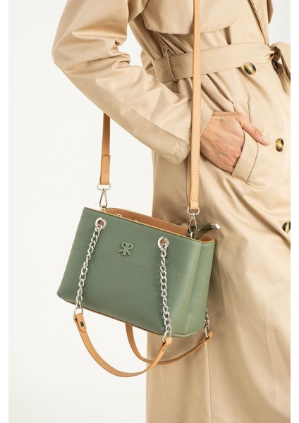 Lorin Yeşil Taba Kadın Omuz Çanta 18X26 Ebat