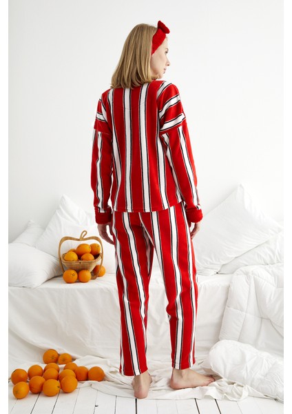 Kışlık Polar Yılbaşı Kadın Pijama Takımı- Saç Bandı Hediyeli fiyatları