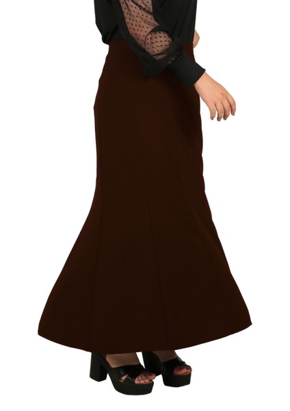 Tesettür Büyük Beden Battal 8 Parçalı Astarlı Kloş Krep Anne Eteği