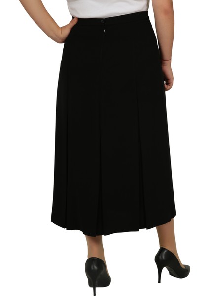 Kadın Etek Krep Kumaşla Fişekli Tasarım 80 cm Uzunlukta Siyah Renk fiyatları