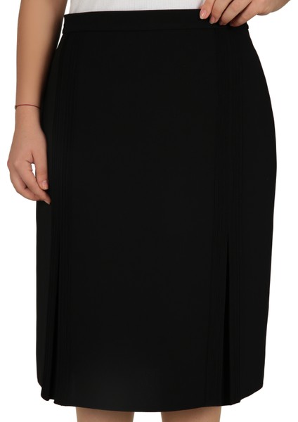 Kısa Büyük Beden Nevrürlü Pileli Astarlı Krep Anne Eteği