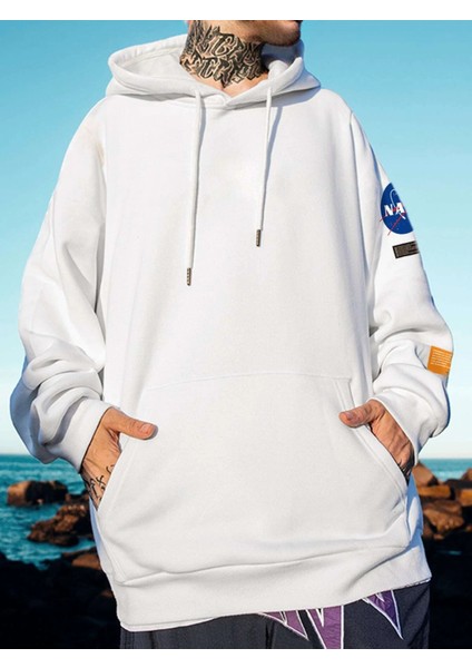Erkek Nasa Logo Baskılı Oversize Sweatshirt fiyatları