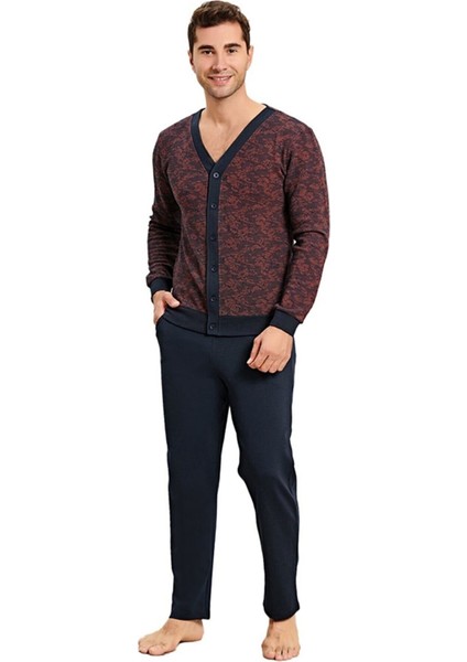 Erkek Düğmeli Pijama Takımı Uzun Kol