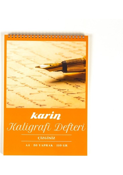Üstten Spiralli Çizgisiz Kaligrafi Defteri 110GR A4 50 Yaprak