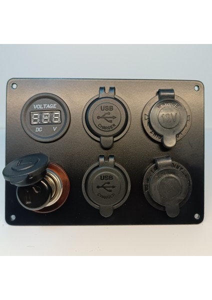 HT Marin Switch Panel Çakmak, Çift Usb, Çift Çakmaklık, Voltmetre