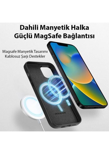 Polham Deri Dokulu Business iPhone 14 Plus 6.7 Kılıf, Magsafe Uyumlu,ultra Şık,kamera Koruyucu Kılıf