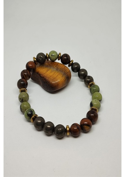 Yeşim, Pirit, Kaplangözü, Hematit Doğaltaş Bileklik fiyatları