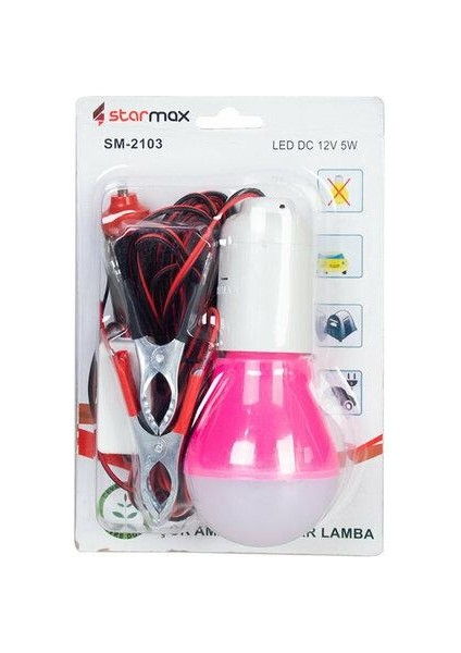 Starmax Araç Için Seyyar LED Ampul Anahtarlı 5W 12V 4mt Dc SM-2103 9075