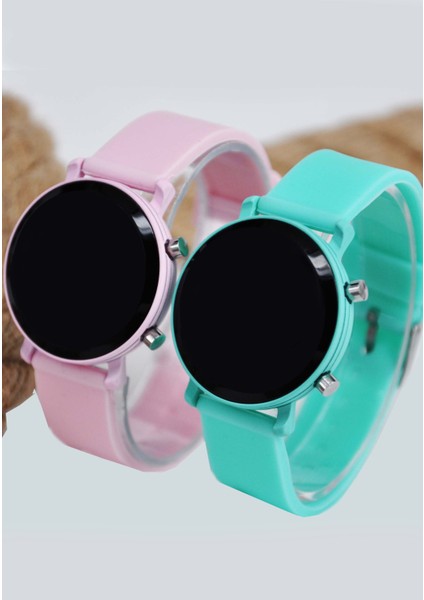 Mint ve Pembe Renk Şirin Tasarım Iki Adet Genç Kız Çocuk Kol Saati SU-479 fiyatları