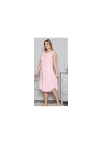 313 Pembe Hamile Lohusa Dantelli Gecelik