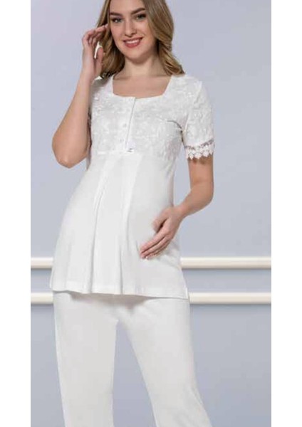 2091 Yeni Sezon Dantelli Hamile Lohusa Pijama Takımı modelleri
