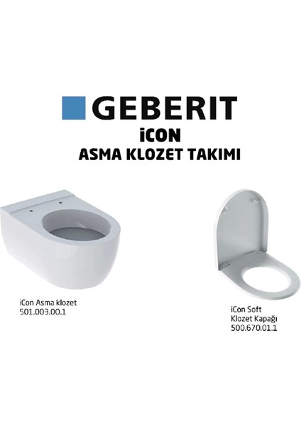 Icon Asma Klozet 53 cm (Gizli Montaj) – Icon Soft Klozet Kapak, Beyaz 501.003.00.1-500.670.01.1