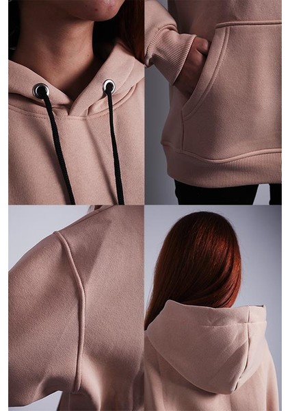 Unisex Oversize Hoodie Just Do Taş Rengi Kapüşonlu Sweatshirt fırsatları