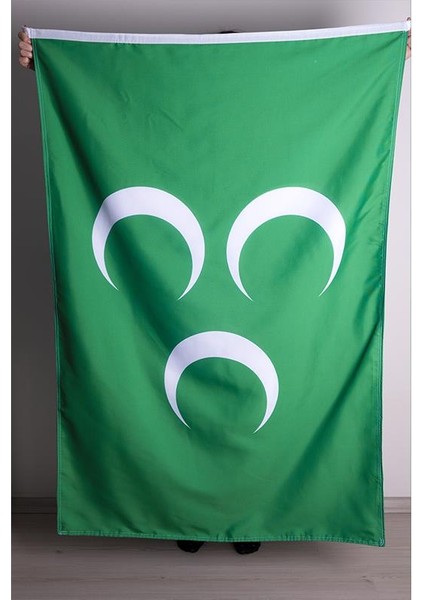 Üç Hilal Bayrağı Raşel Kumaş Dijital Baskı 150x225 cm