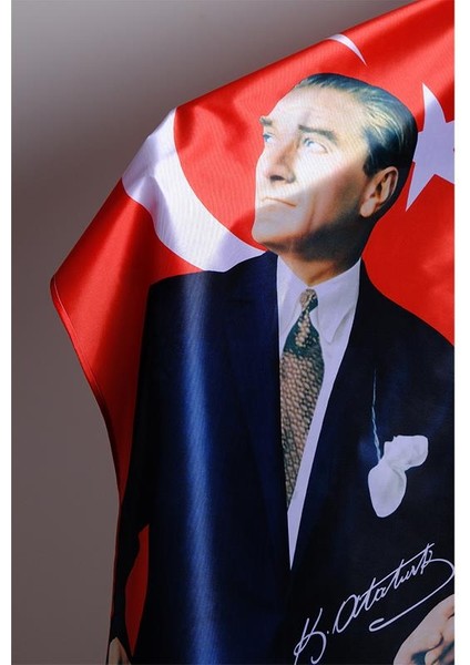 Atatürk Baskılı Türk Bayrağı Raşel Kumaş Dijital Baskı 400x600 cm