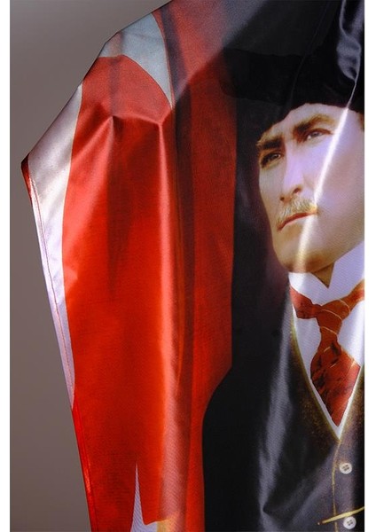 Atatürk Portre Raşel Kumaş Dijital Baskı Bayrak 70x105 cm