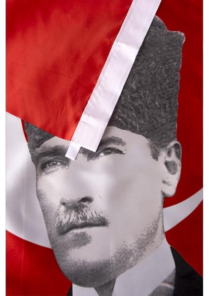 K.Atatürk İmzalı Türk Bayrağı Saten Kumaş Dijital Baskı 600x900 cm