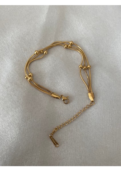 Zeyna Accessories Üçlü Gold Dorika Taşlı Kararma Yapmayan Antialerjik Paslanmaz Çelik Bileklik fiyatları