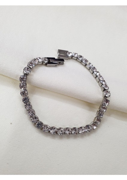 Zeyna Accessories Zirkon Taşlı Su Yolu Silver Gümüş Kararma Yapmayan Paslanmaz Çelik Bileklik modelleri
