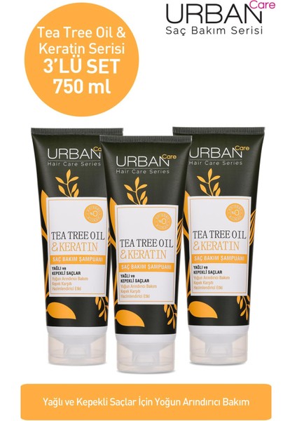 Tea Tree Oil & Keratin Saç Bakım Şampuanı 3'lü Set