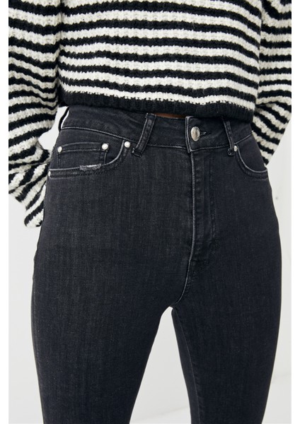 Kadın Antrasit Süper Yüksek Bel Skinny Jean