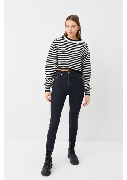 Kadın Antrasit Süper Yüksek Bel Skinny Jean