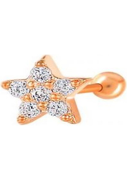 Gümüş Taşlı Tragus Kıkırdak Piercing Tek Küpe HS36E3