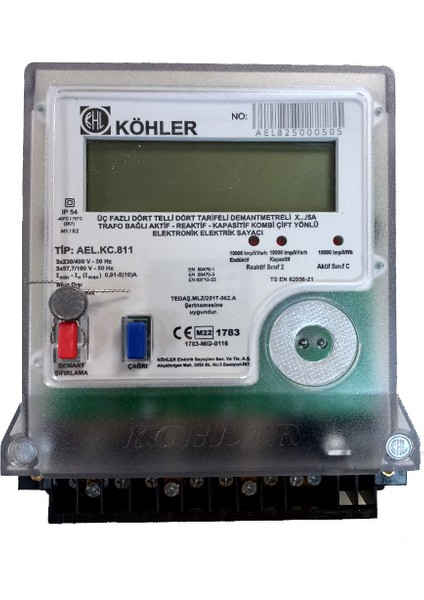 Çift Yönlü Kombi Trifaze Elektronik Elektrik Sayacı Ael Kc 811