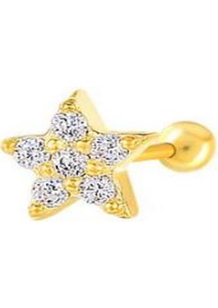 Gümüş Taşlı Tragus Kıkırdak Piercing Tek Küpe HS36E3