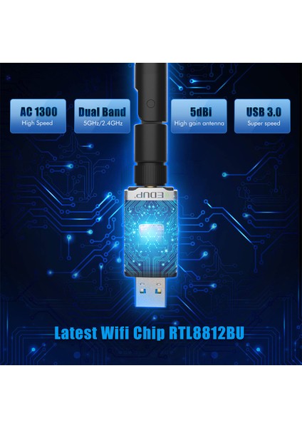 Edup USB Wifi Pro Sinyal Yakınlaştırıcı – Güçlendirici Adaptör Kart 1300 Mbps EP-AC1686