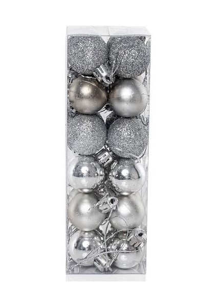 Yılbaşı Çam Ağacı Süsü Gümüş Top 3 cm 24'lü