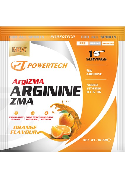 Powertech Argizmatech Arginine Zma 10 gr x 20 Sachets Portakal Aromalı