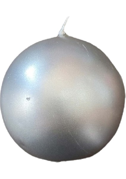 Yılbaşı Dekoratif Top Mum Gümüş Metalik 7cm