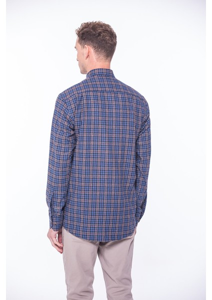 Erkek Klasik Uzun Kol Kışlık Ekoseli Oduncu Yaka Altı Düğmeli Pamuklu Hediye Kutulu Gömlek M527 - Kahverengi fırsatları