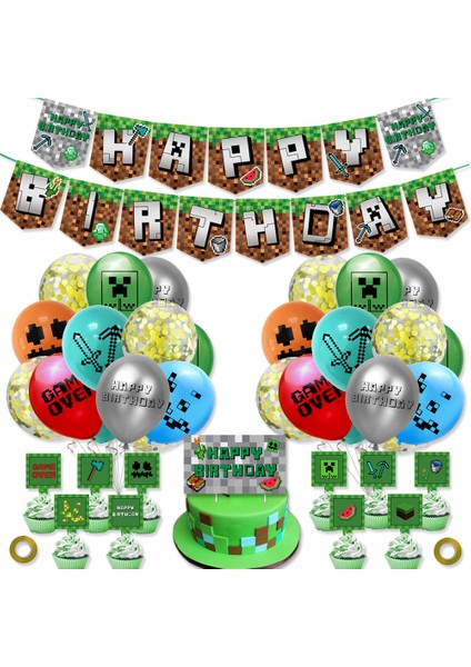 Doğum Günü Balonları - Minecraft Teması (Yurt Dışından)