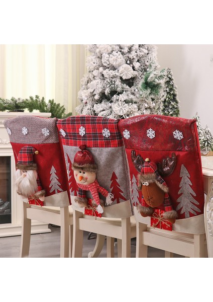 Noel Sandalye Kapağı 3 Adet Noel Baba (Yurt Dışından)