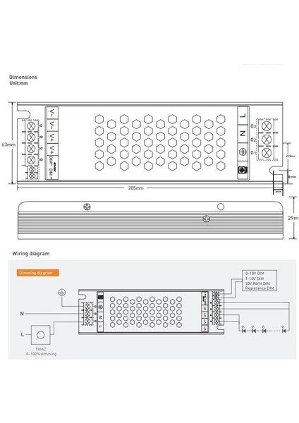 12 Volt Dim Edilebilir Şerit Led Adaptör 16.7 Amper 200 Watt