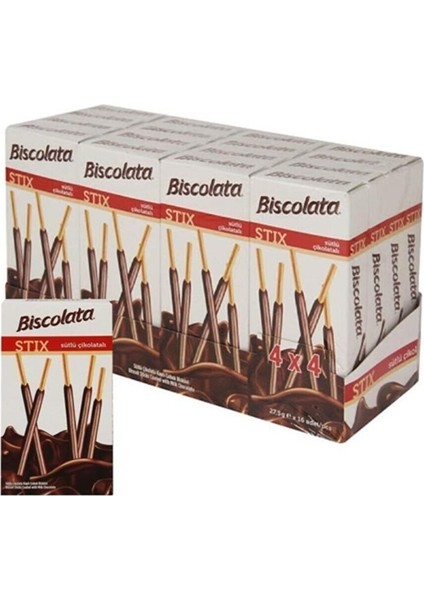 Biscolata Stix Sütlü Çikolatalı 16 x 27,5 gr