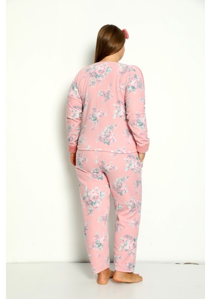 Büyük Beden Peluş Polar Pijama Takımı- Saç Bandı Hediyeli modelleri