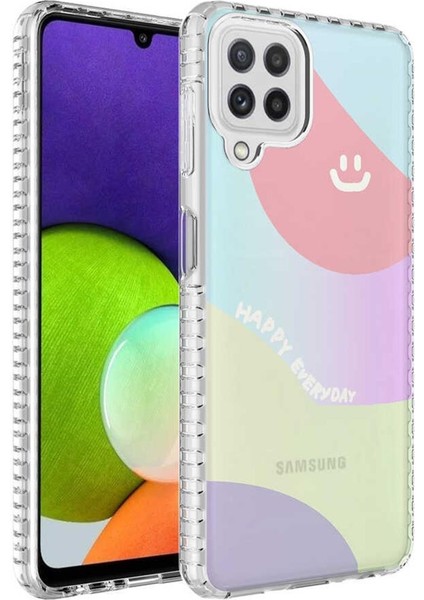 Galaxy M12 Kılıf Airbag Kenarlı Renkli Desenli Elegans Silikon