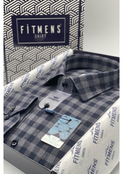 Erkek Klasik Uzun Kol Kışlık Ekoseli Oduncu Yaka Altı Düğmeli Pamuklu Hediye Kutulu Gömlek M526 - Antrasit indirimleri